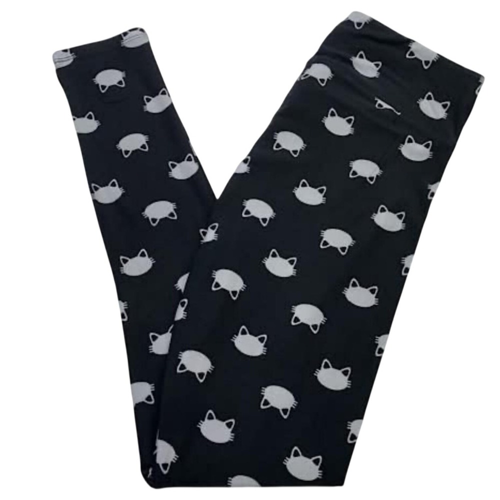 LuLaRoe Womens Leggings Size TC2 Black Cat Cats Kittens Kitties Plus 18+ NWT